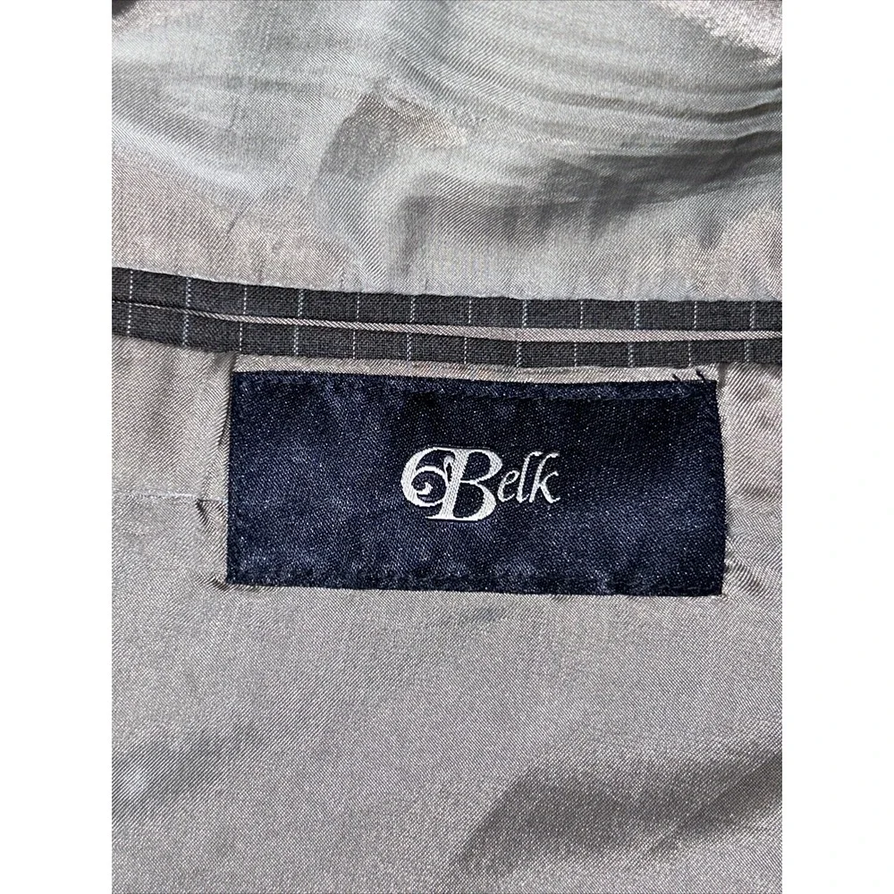 Hart Schaffer Marx "Gold" Light Blue Pinstriped‎ Gray Blazer For Belk  44R - Picture 11 of 16
